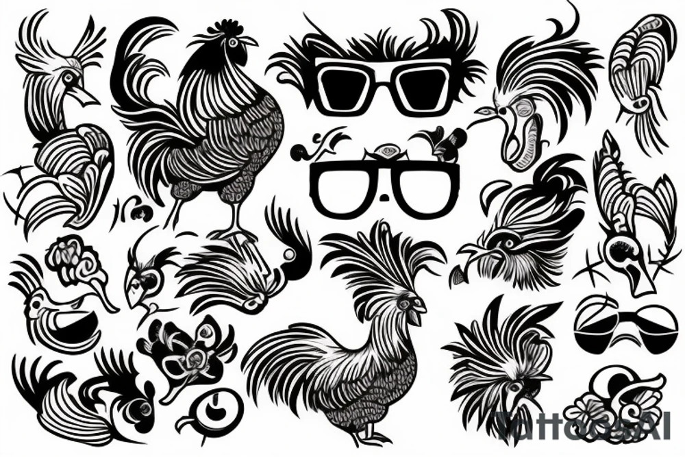 rooster wearing sunglasses tattoo idea