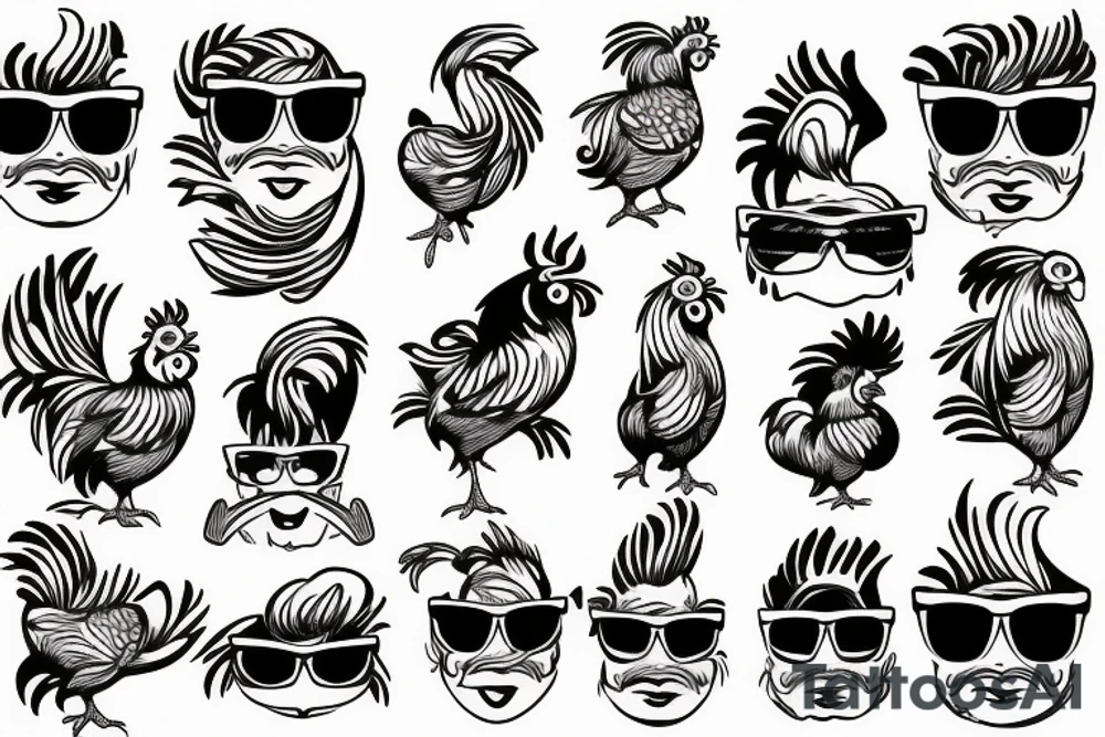 rooster wearing sunglasses tattoo idea