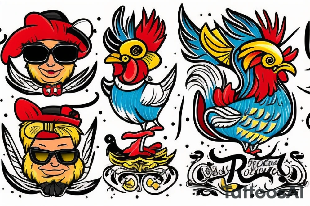 rooster wearing sunglasses tattoo idea