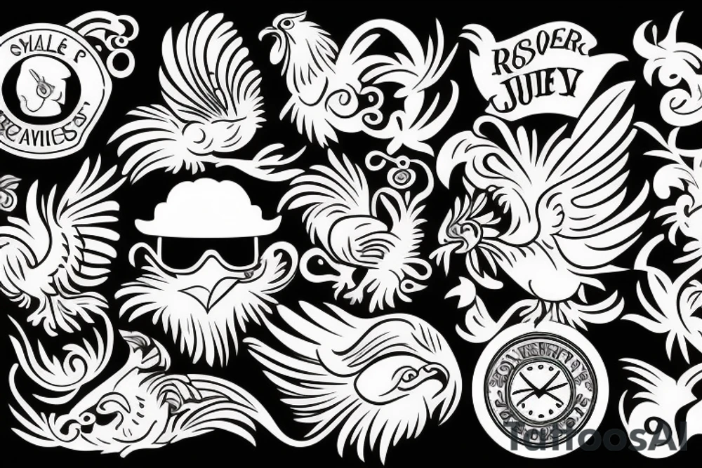 rooster wearing sunglasses tattoo idea