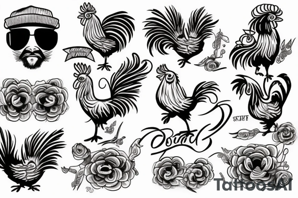 rooster wearing sunglasses tattoo idea