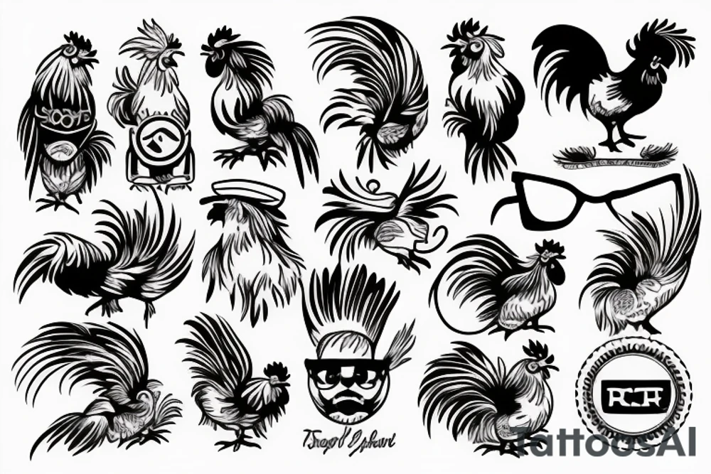 rooster wearing sunglasses tattoo idea