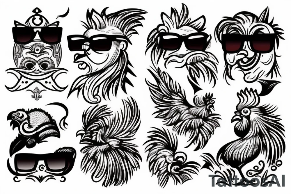 rooster wearing sunglasses tattoo idea