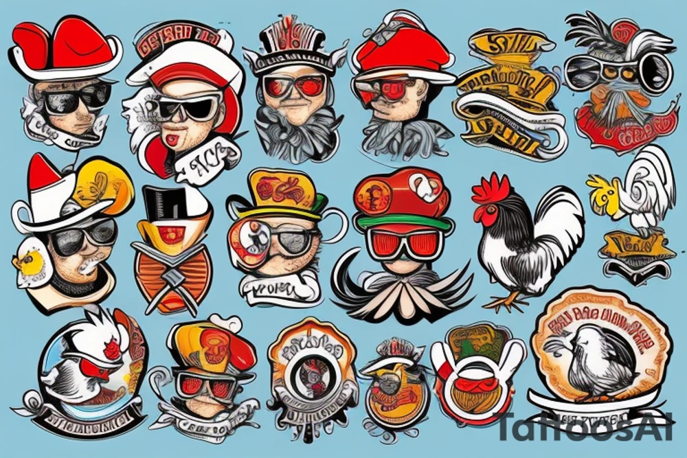 rooster wearing sunglasses tattoo idea
