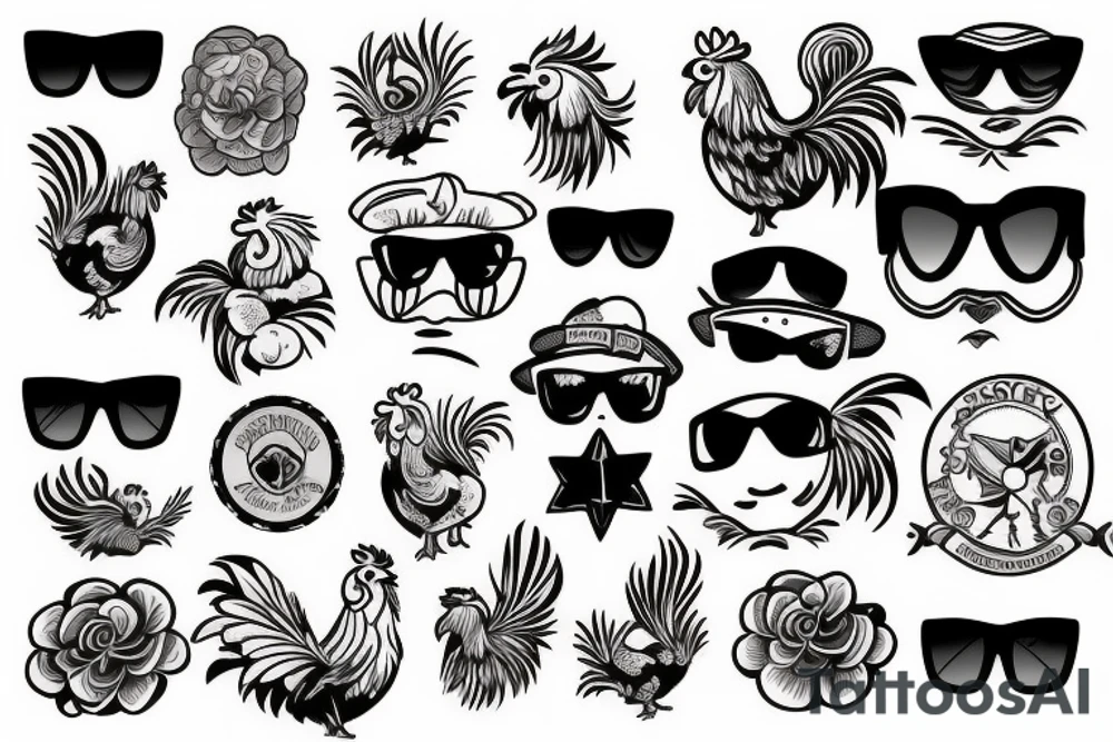 rooster wearing sunglasses tattoo idea