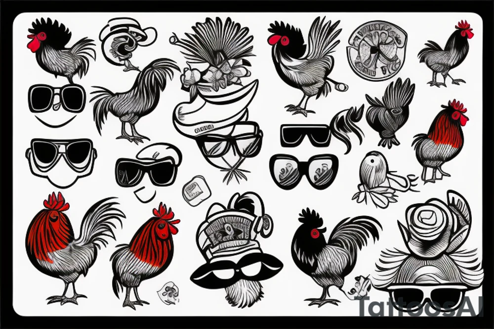 rooster wearing sunglasses tattoo idea