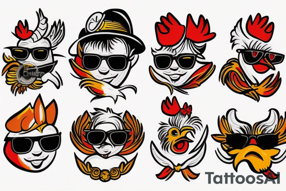 rooster wearing sunglasses tattoo idea