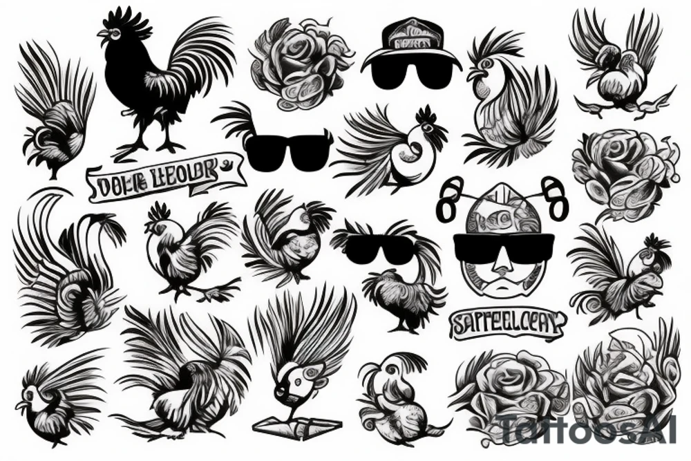 rooster wearing sunglasses tattoo idea
