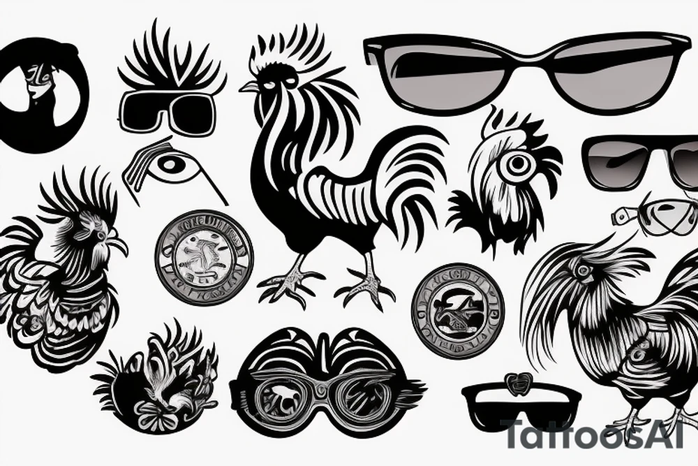 rooster wearing sunglasses tattoo idea