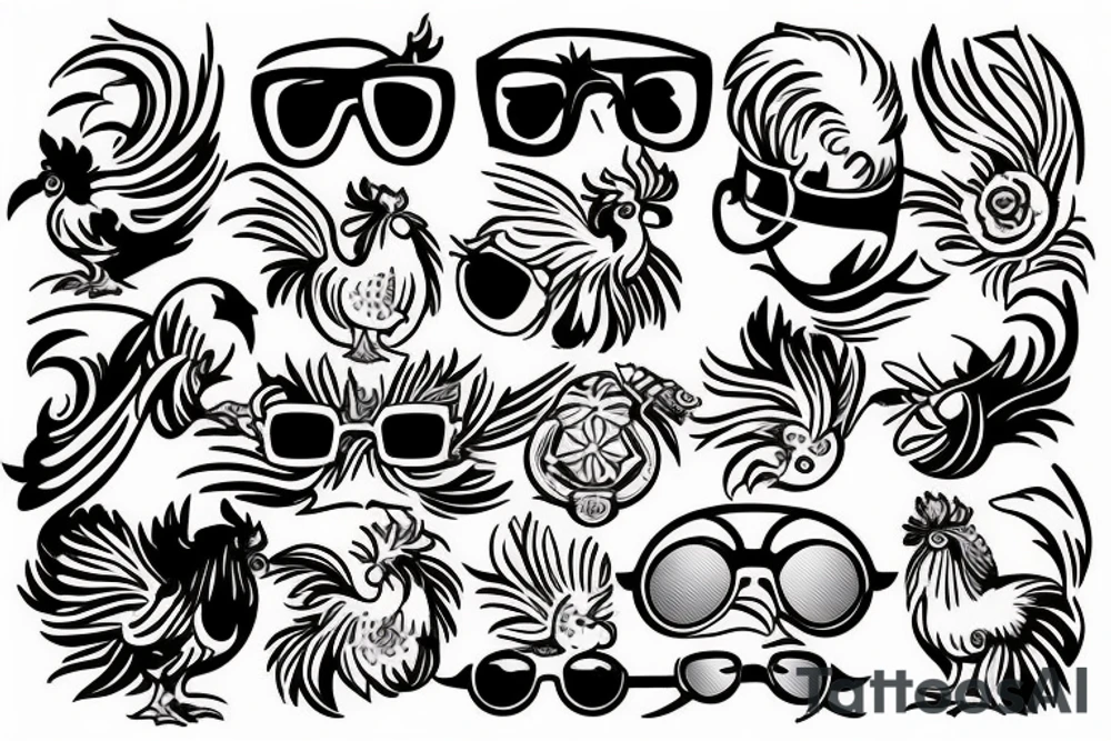 rooster wearing sunglasses tattoo idea