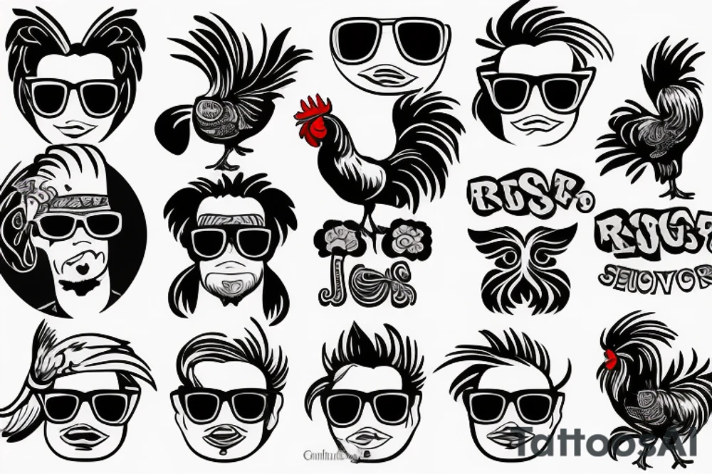 rooster wearing sunglasses tattoo idea