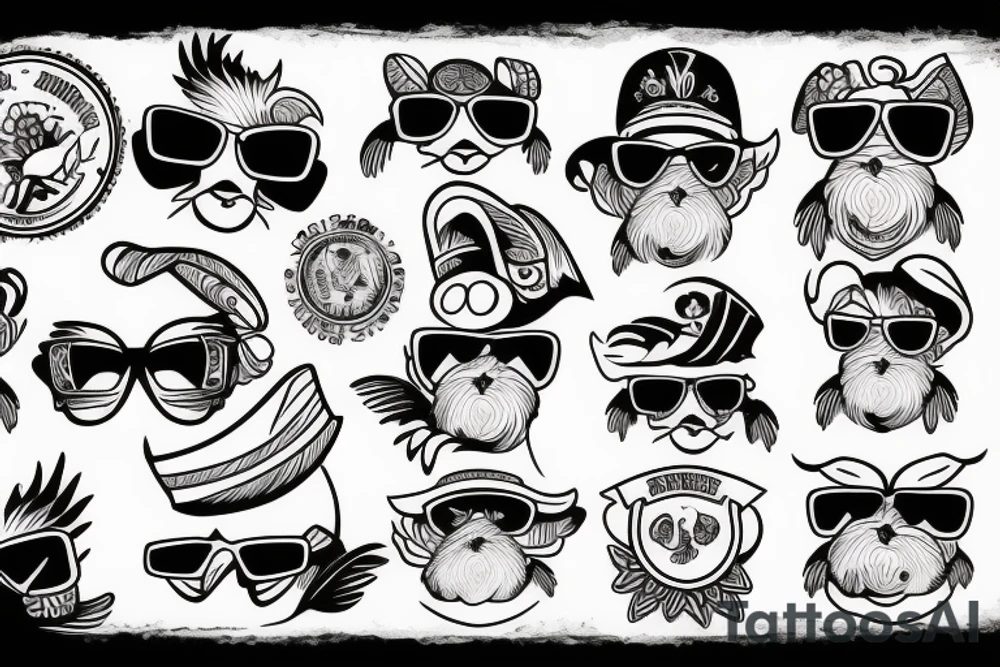 rooster wearing sunglasses tattoo idea