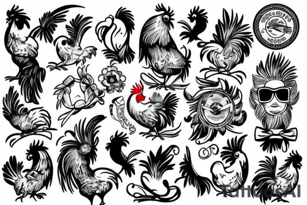 rooster wearing sunglasses tattoo idea
