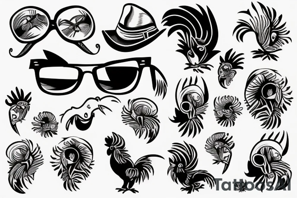 rooster wearing sunglasses tattoo idea