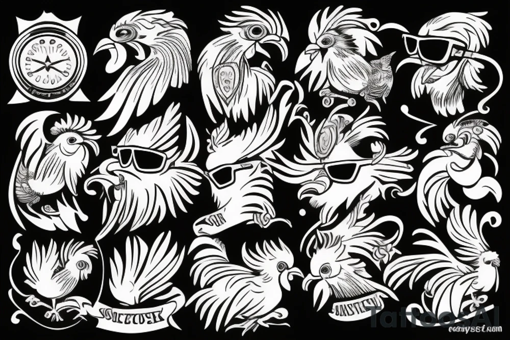 rooster wearing sunglasses tattoo idea