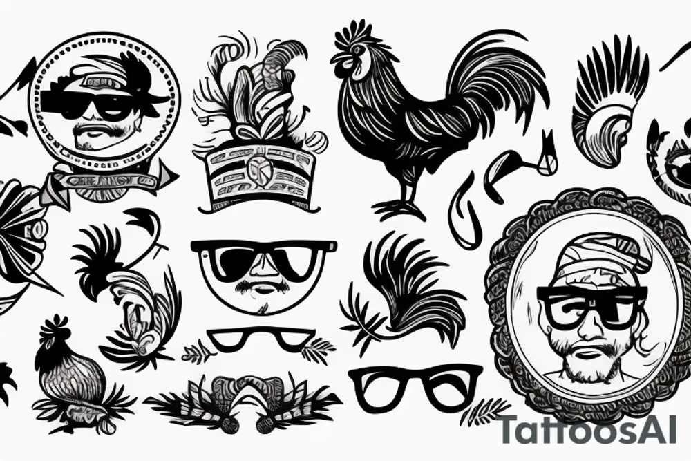 rooster wearing sunglasses tattoo idea