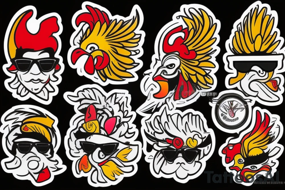 rooster wearing sunglasses tattoo idea