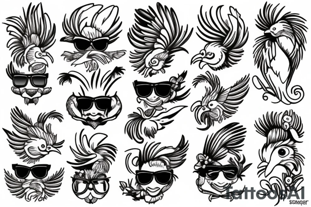 rooster wearing sunglasses tattoo idea