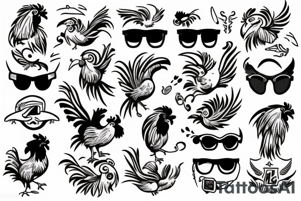 rooster wearing sunglasses tattoo idea