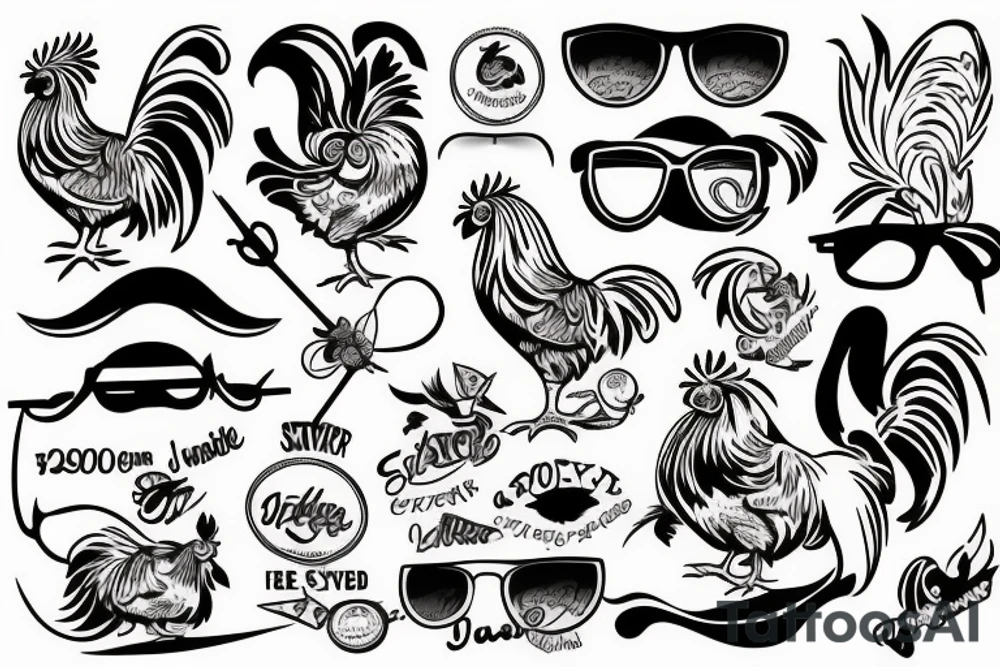 rooster wearing sunglasses tattoo idea