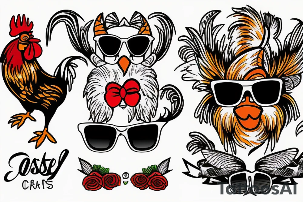 rooster wearing sunglasses tattoo idea