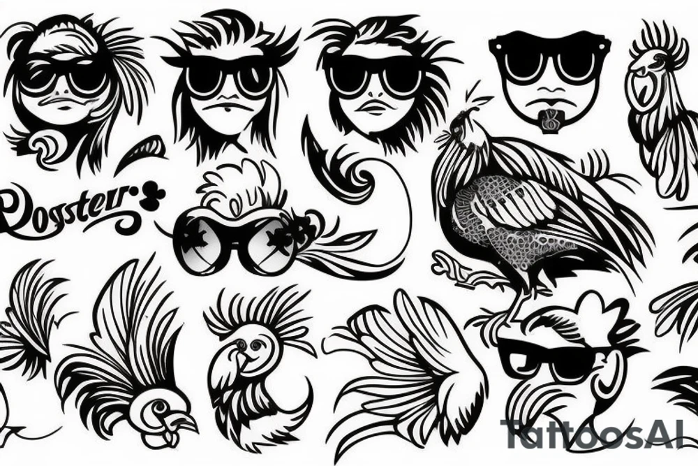 rooster wearing sunglasses tattoo idea