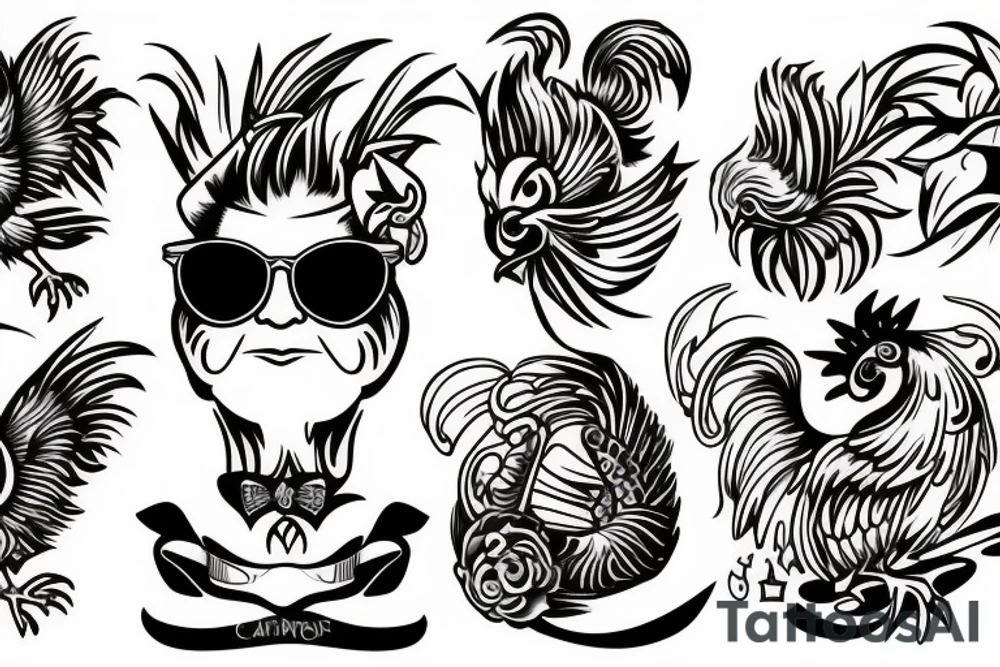 rooster wearing sunglasses tattoo idea