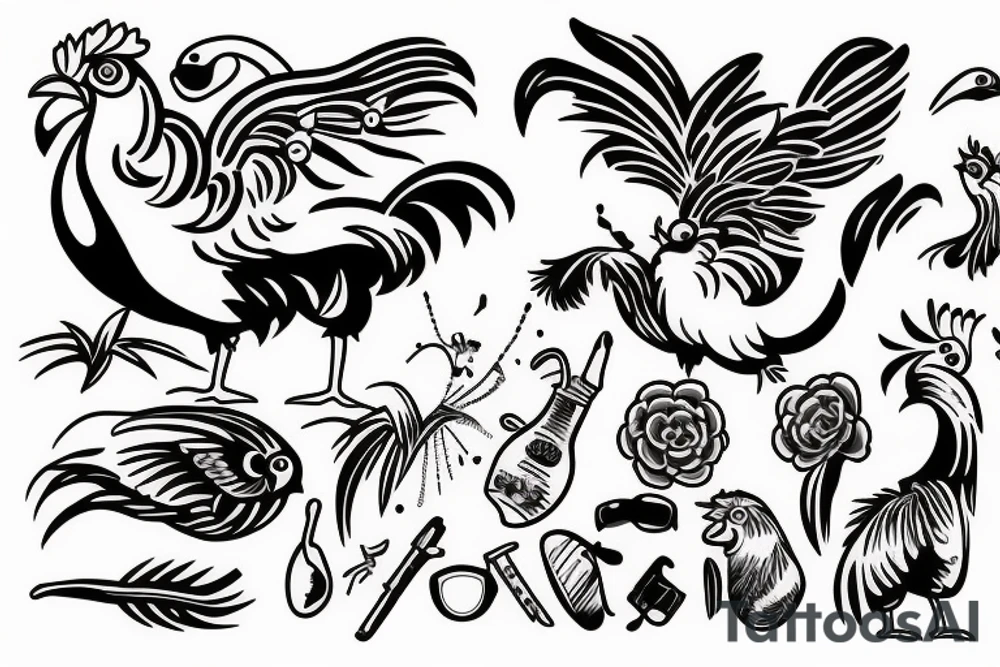 rooster wearing sunglasses tattoo idea
