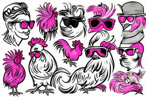 pink rooster wearing sunglasses tattoo idea