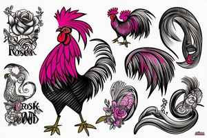 pink rooster wearing sunglasses tattoo idea
