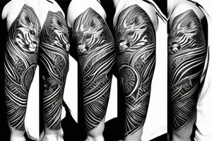 Merkaba symbol with tiger in lines tattoo idea