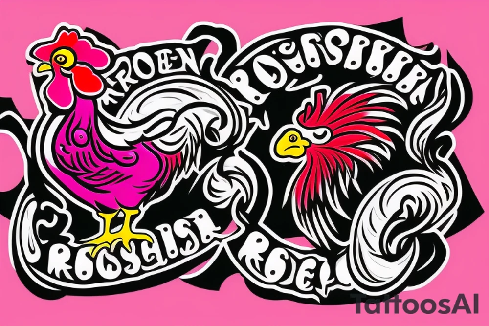 pink rooster wearing sunglasses tattoo idea