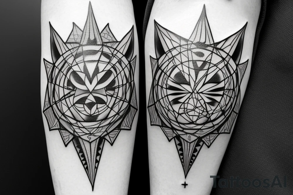 Merkabah symbol with tiger in lines tattoo idea