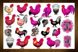 pink rooster tattoo idea