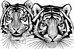 Tiger in lines geometric tattoo idea