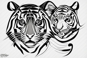Tiger in lines geometric tattoo idea
