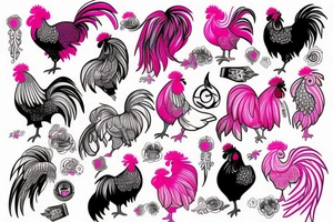 pink rooster tattoo idea