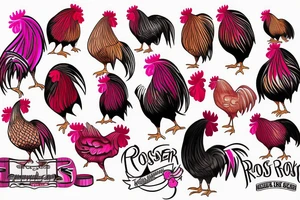 pink rooster tattoo idea