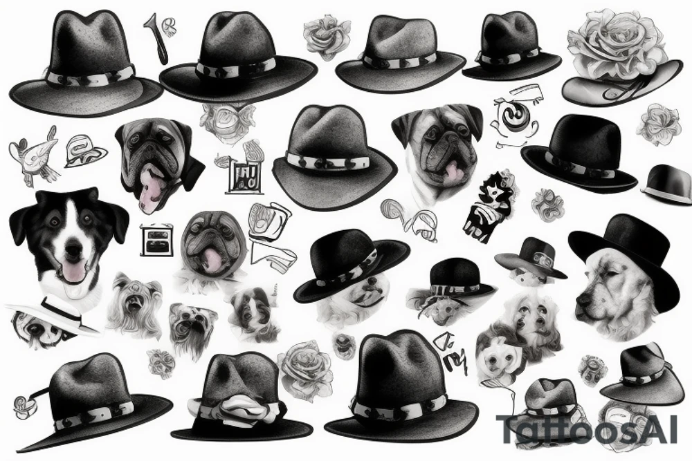 Dog with a hat tattoo idea