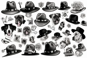 Dog with a hat tattoo idea