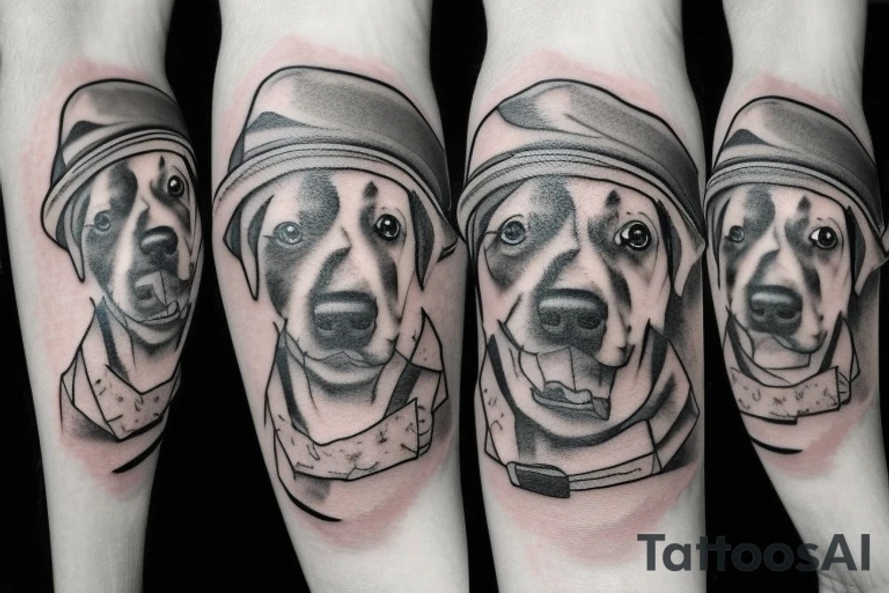 Dog with a hat tattoo idea