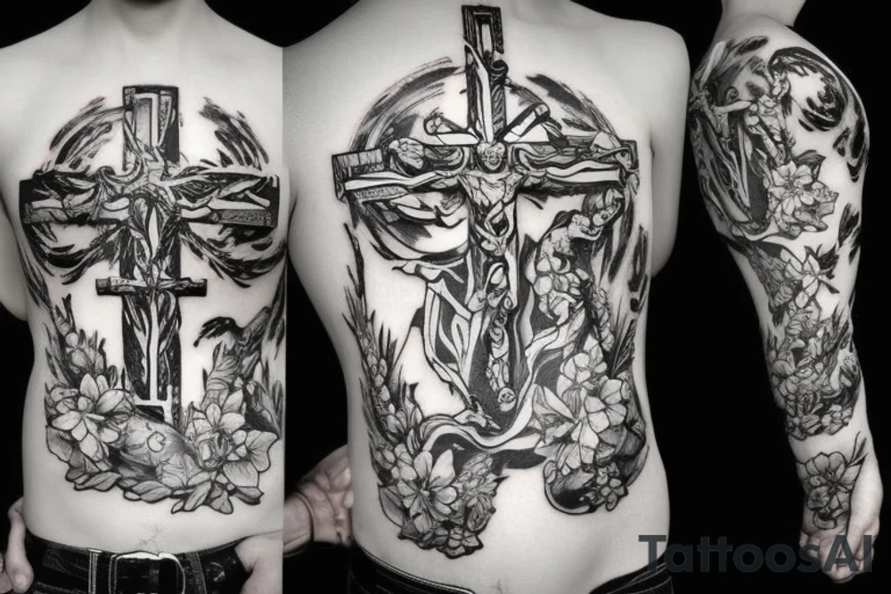 cross background tattoo idea