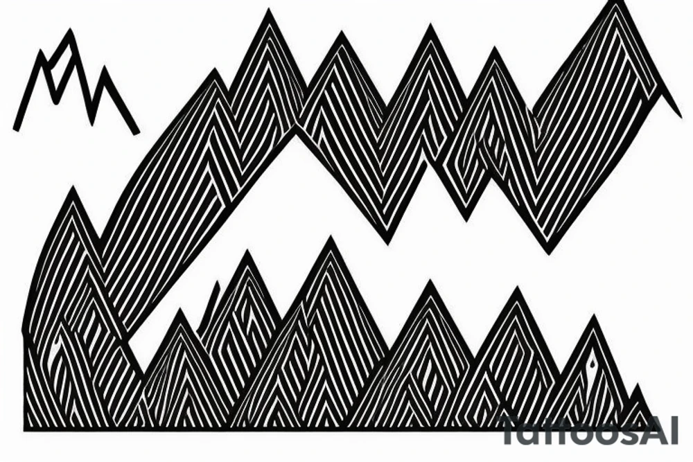 A soundwave made up of a series of peaks and valleys. The soundwave could be rendered in black ink, with the words "peaking together" written in a stylish, cursive font underneath. tattoo idea