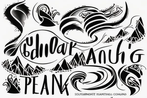 A soundwave made up of a series of peaks and valleys 
with the words "peaking together" written in a stylish, cursive font underneath. tattoo idea