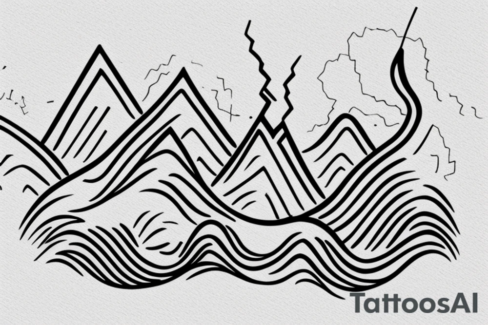 A soundwave made up of a series of peaks and valleys 
with the words "peaking together" written in a stylish, cursive font underneath. tattoo idea