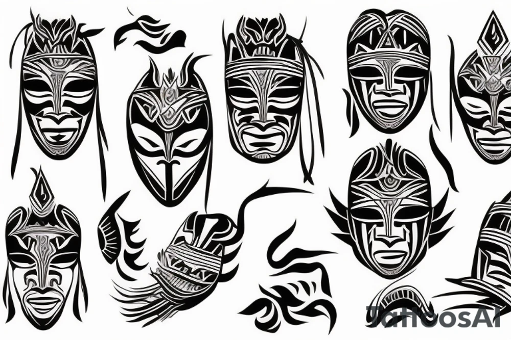 drama mask kadazan tattoo idea