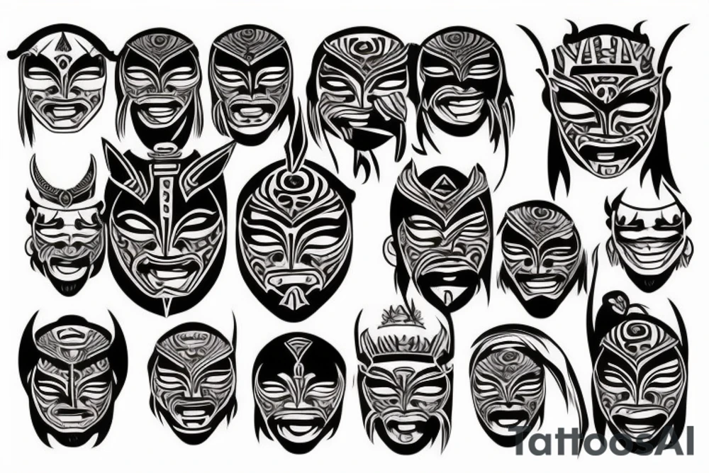 drama mask kadazan tattoo idea