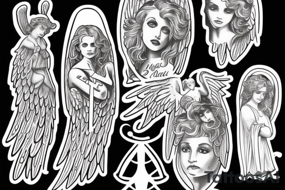 I want an Angel sending a message through the number 216 tattoo idea