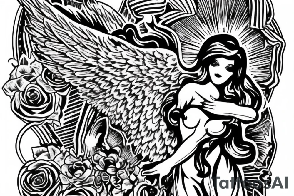 I want an Angel sending a message through the number 216 tattoo idea