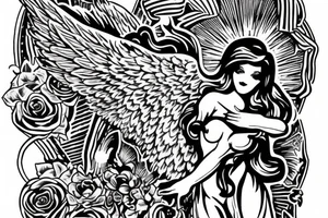 I want an Angel sending a message through the number 216 tattoo idea